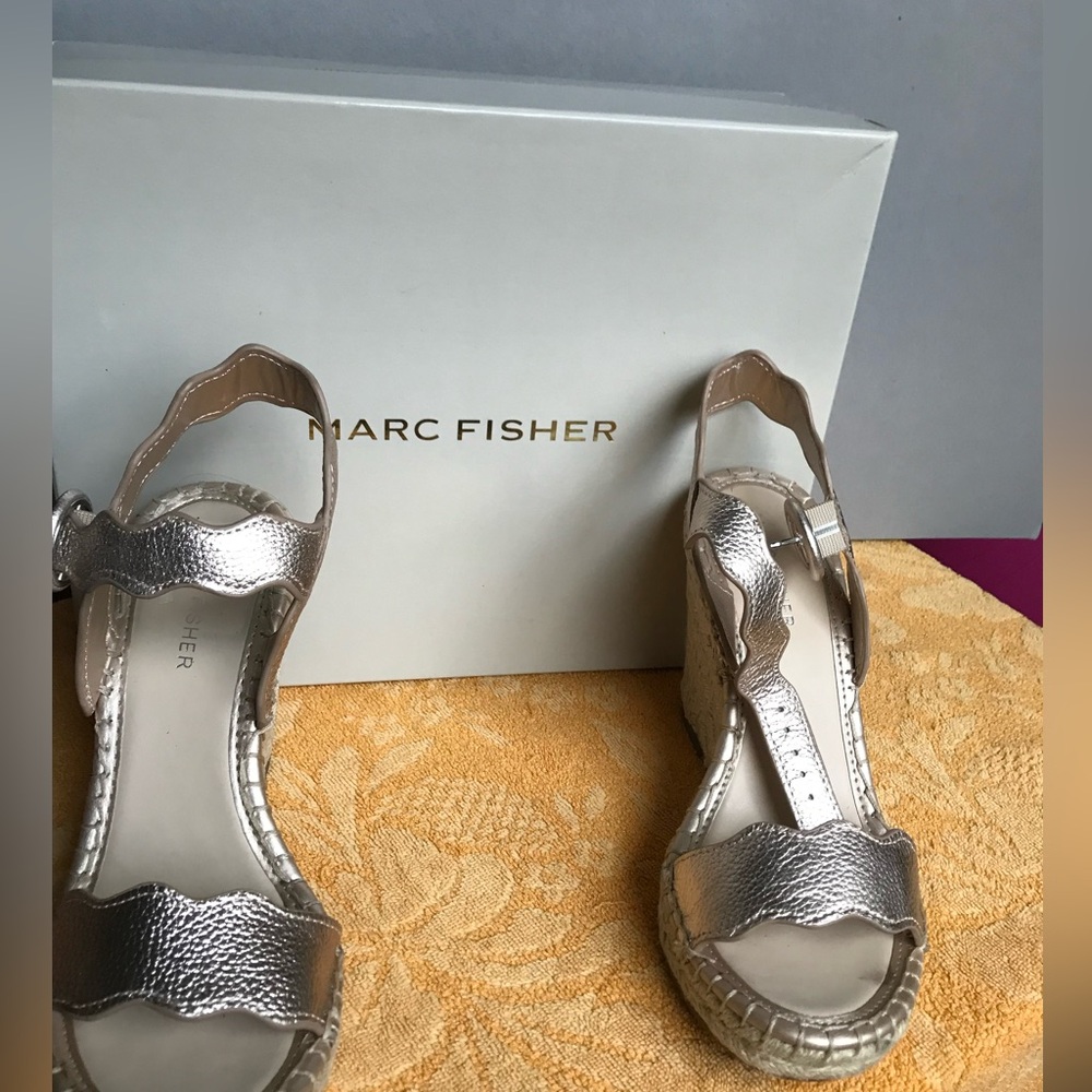 Marc Fisher Metallic Wedge Sandals